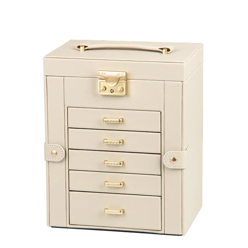 

Cross-border jewelry box large-capacity European princess Korean stud earrings multi-layer ring necklace storage box light