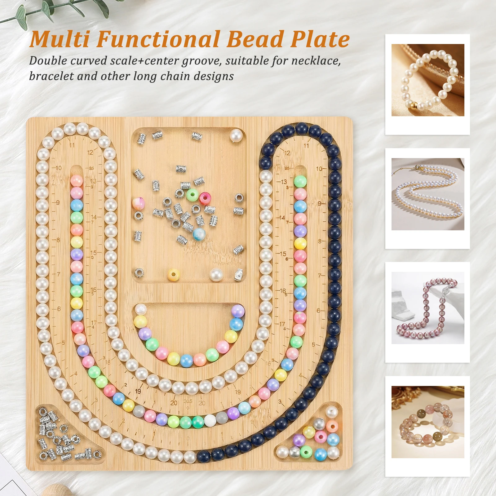 Bamboo Beading Tray DIY Bracelet Necklace Jewelry Making Board with Measurement Marking for DIY Craft Jewelry Making Accessories view 5