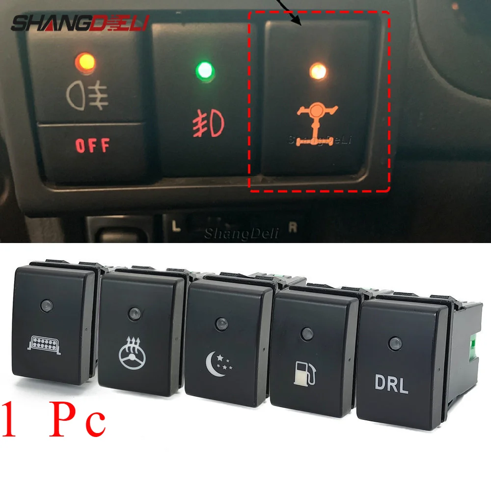 Car orange Led DRL fog Light headlight spotlight diff lock radar switch button For Suzuki Jimny 2010 2011 2012 2013 2014 2015