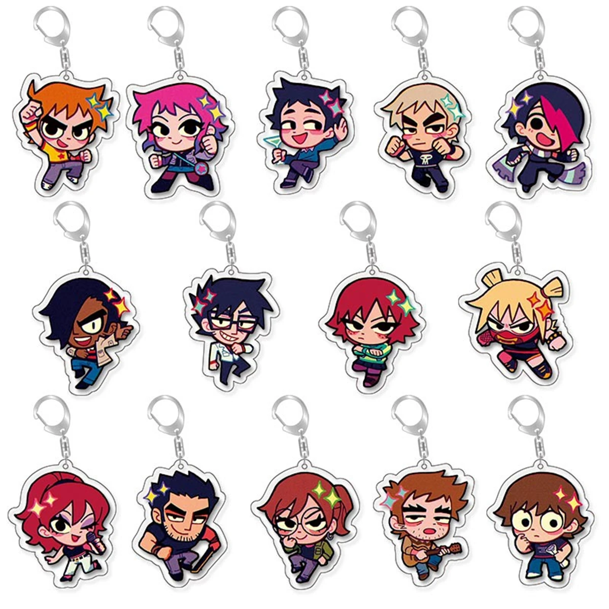 Anime acrylic keychain -Scott Pilgrim Cute Y2K Cartoon Pendant, suitable for bags and keys, perfect gift for fans car key bag
