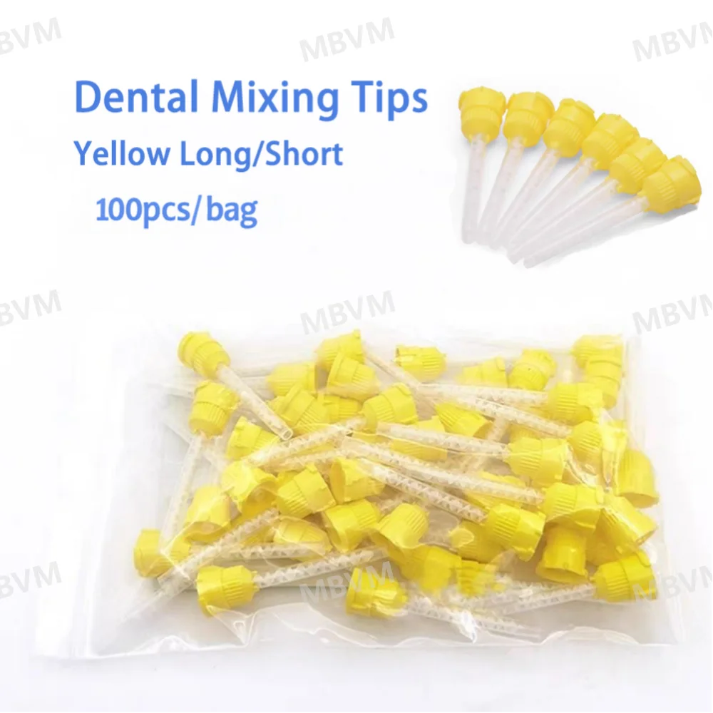 Picture 3: 100Pcs Dental Mixing Tips Disposable Mixers Yellow 1:1 Yellow Mixing Tips Disposable Dentistry Bozzles Mixing Tube