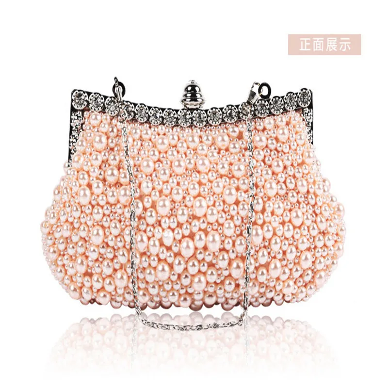 Luxury Crystal Evening Clutch Bag Lady Elegant Wedding Purse New Women Plastic Pearl Handbags Party Dinner Bling Shoulder Bags