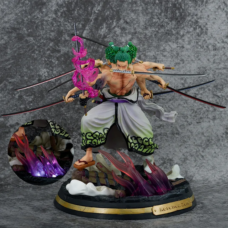 

One Piece Anime Roronoa Zoro Ghost Qi Nine Knife Flow Asura Three-headed Six-arm Gk Pvc Action Figure Collectible Model Toys