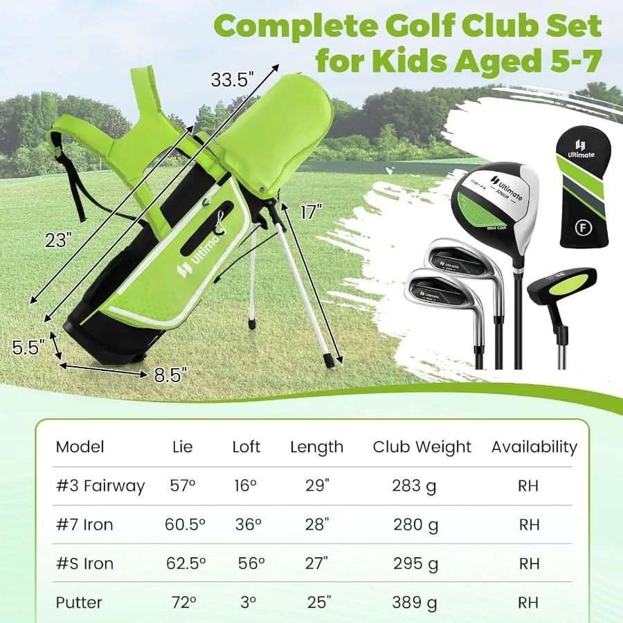 Conjunto de clube de golfe destro conjunto completo para 4/6 clubes suporte saco criança jovens clubes para meninos meninas júnior conjunto de golfe