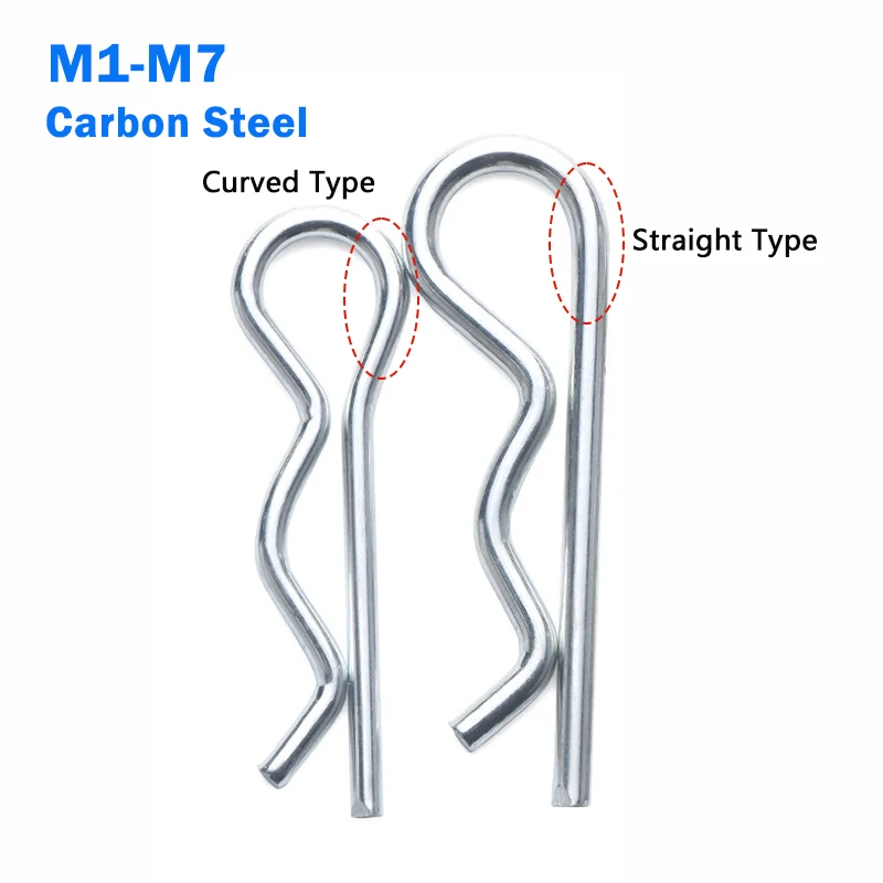 M1 M1.2 M1.6 M-M7 Carbon Steel R Type Spring Cotter Pin Wave Shape Split Clip Clamp Hair Tractor Pin Straight Type/Curved Type