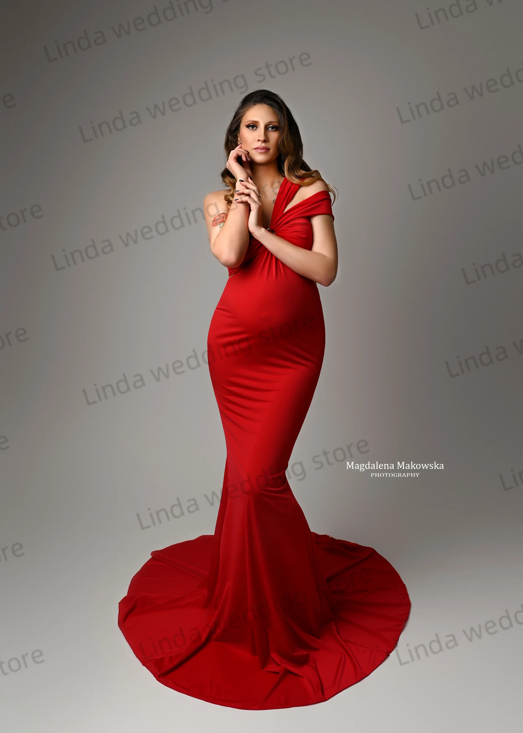 New Halter Maternity Dress Women Mermaid Sleeveless Dala Gowns for Photoshoot V Neck Pregnancy Dressing Bridal Babyshower Gowns