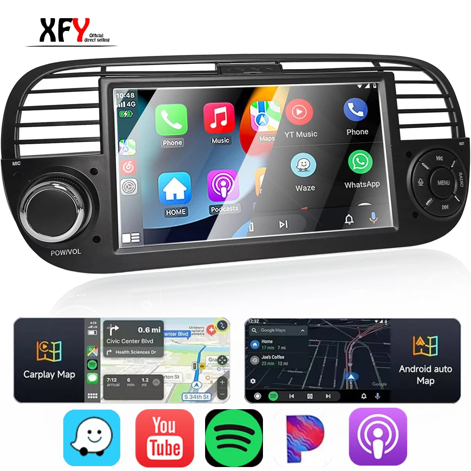 

XFY 2Din Car Multimedia Video Player Car Stereo For Fiat 500 2007-2015 Car Stereo 8 Core AutoMotive Carplay Auto Screen Mirror
