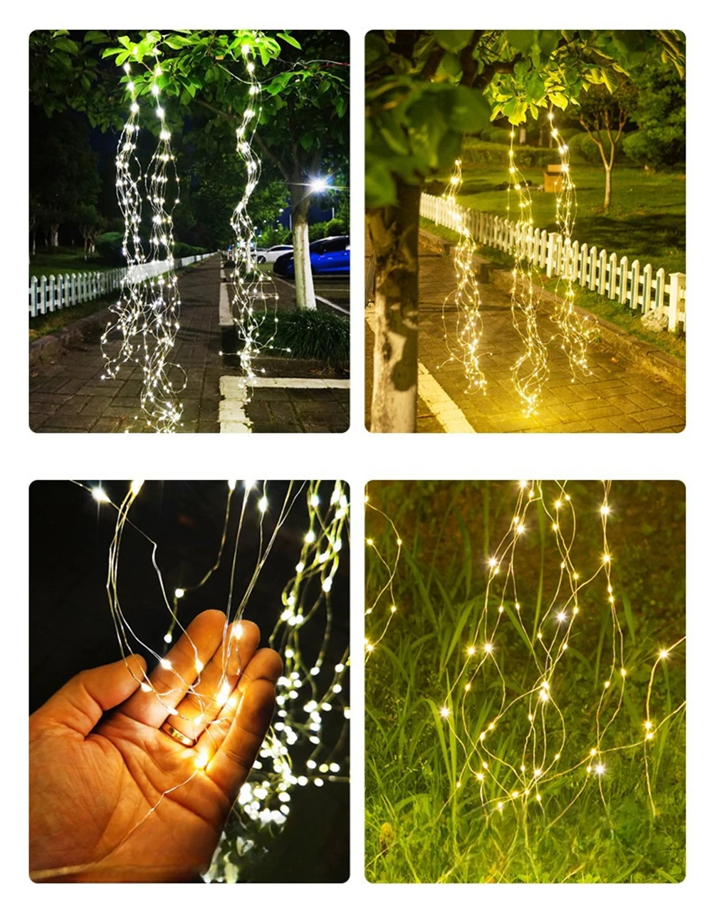 Imagem -05 - Led Solar Firefly Bunch Lights Modos Intermitentes String Lights Decorative Vine Solar Lights Decoração de Natal Tenda do Jardim ao ar Livre