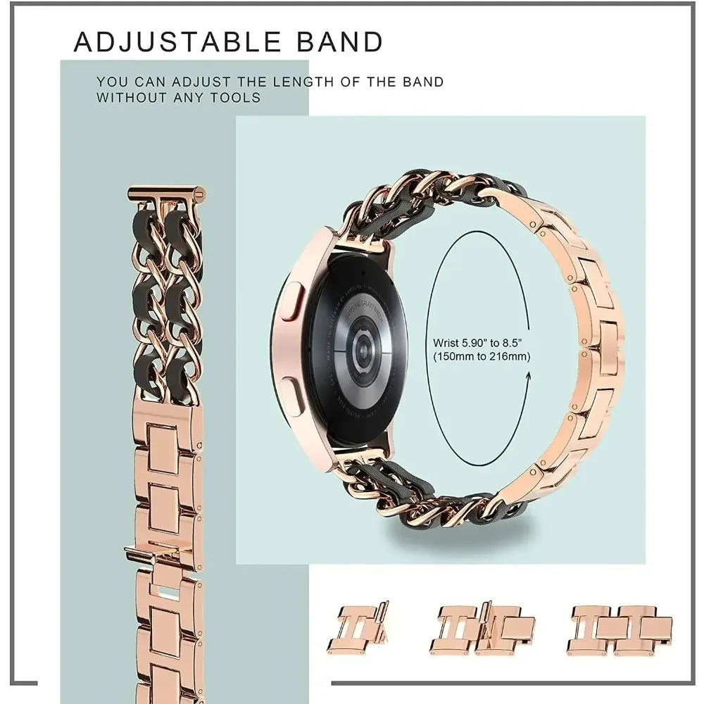 20mm 22mm Metal Cowboy Chain Strap for Xiaomi 5 S5-4-3-2 Comfortable Bracelet for OPPO S-X2-X3 Oneplus Watch 4-Lite-3 Watchband