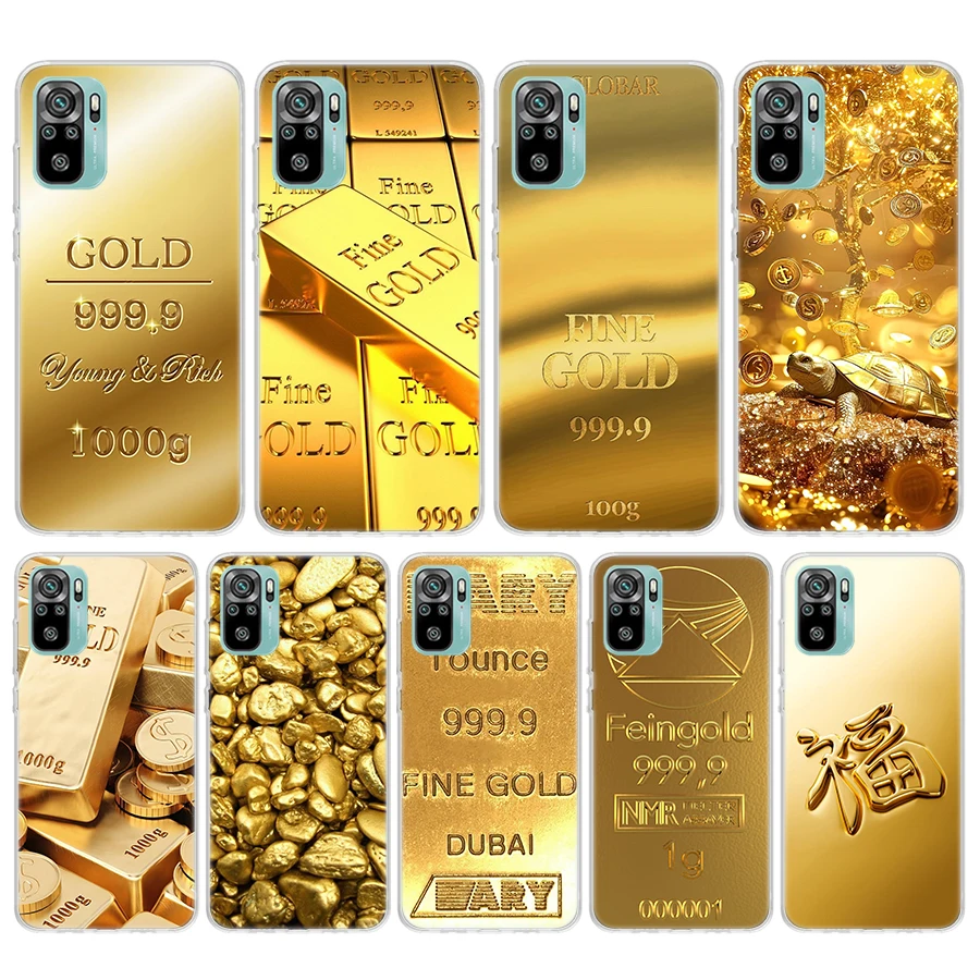 כיסוי סיליקון עם הדפס דוגמת זהב לטלפון Xiaomi Redmi Note 14 13 12 12S 11 Pro Plus 11S 10 10S 11T 11E 4G 5G כיסוי רך
