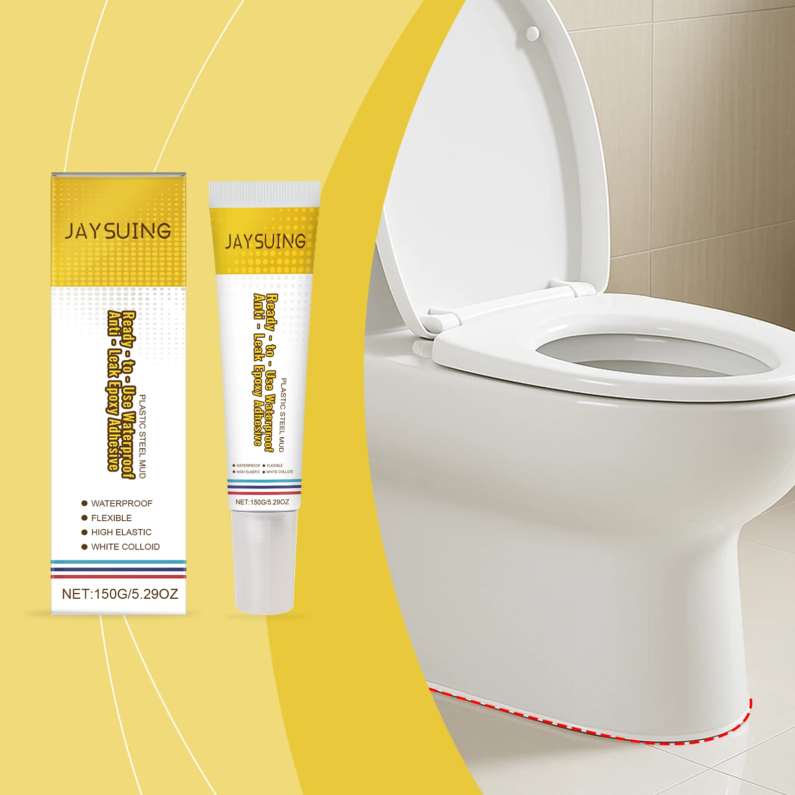 

Waterproof Sealant Adhesive - Multi-Purpose Leak Repair for Bathroom, Kitchen & Roof - Strong Bonding for Tiles, Wood & Glass