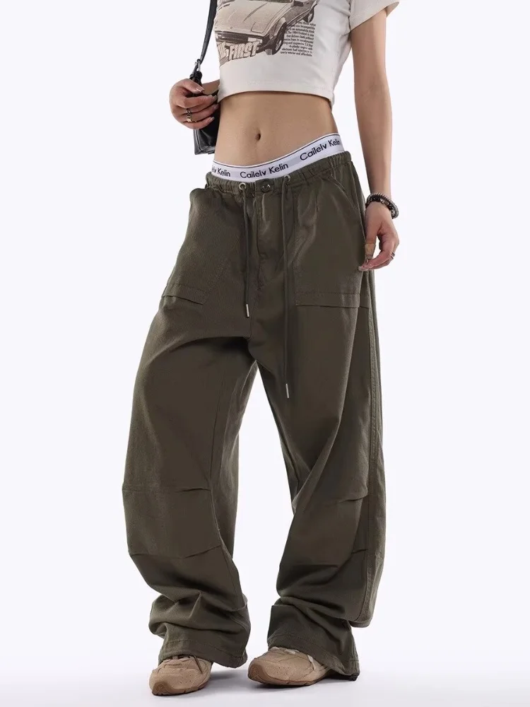 

Y2K Vintage Fashion Loose Pant 2025 Casual Street Hip Hop Baggy Pants High Waist Wide Leg Trousers Solid Joggers Women Clothes