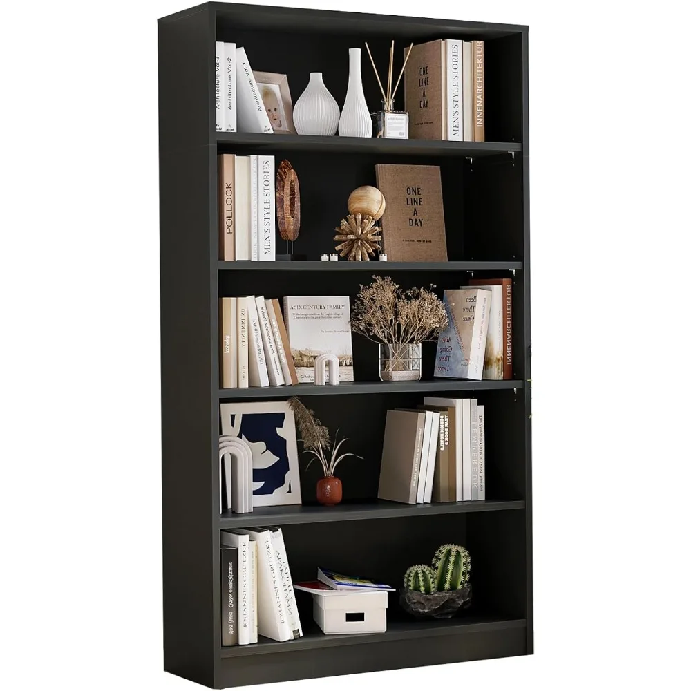 

60 Inch Tall Bookcase,5 Shelf Bookshelves,Adjustable Bookshelf for Home Office,Black