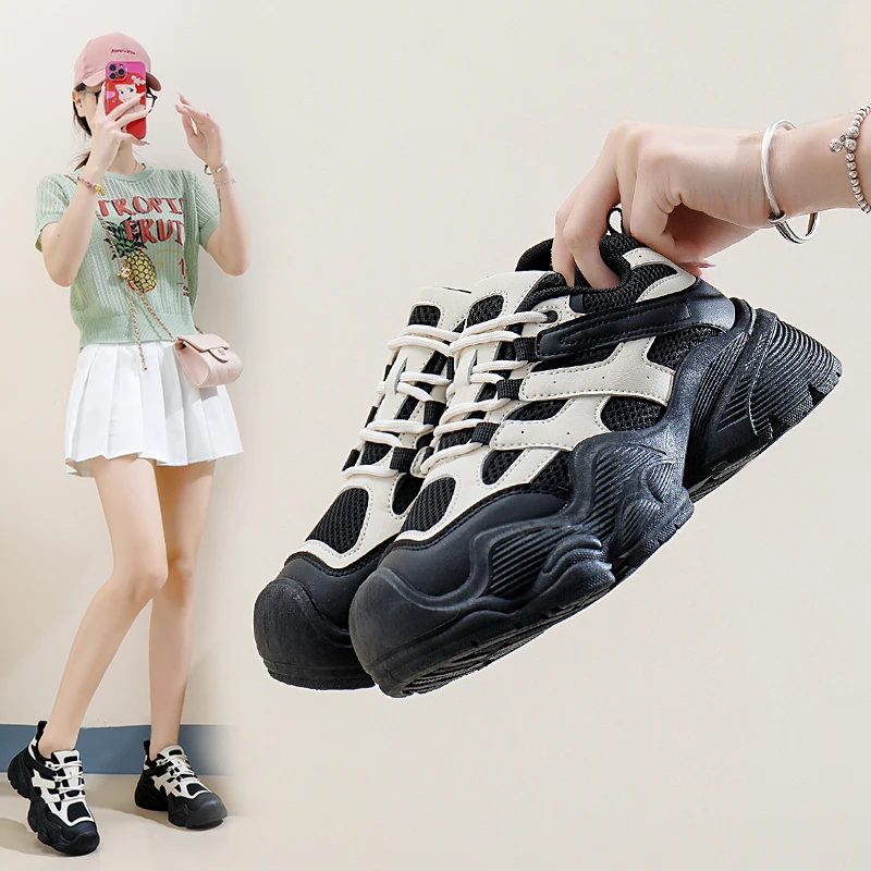 

Women Shoes 2025 New Autumn Trendy Brand Torre Female Thick Sole Increased Casual Flow Reflective Sports Running Trendy Shoes