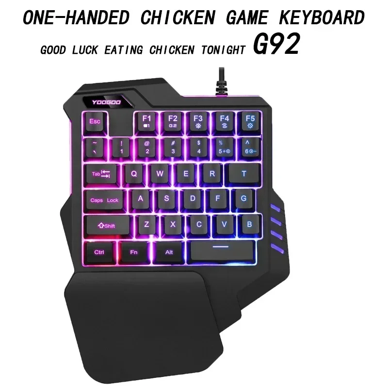 Ergonomic Eating Chicken Artifact Comfortable Manipulator Feel RGB Free Color One-handed Wired Keyboard Mouse Set Plug And Play