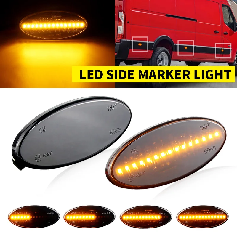 

2Pcs LED Amber Side Maker Lamp For Renault Master MK3 Van Nissan NV400 Van 2012- Opel Movano MK2 2011- OEM#261B00001R Side Light