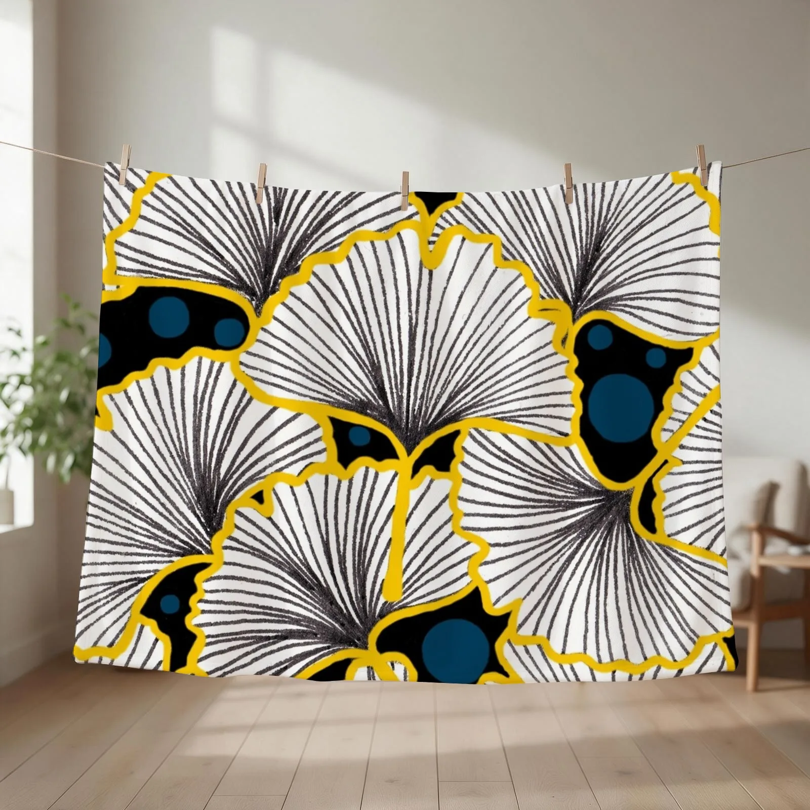 Ginkgo Biloba Leaves Cute Pattern Throw Blanket Vintage Sofas for babies Baby Blankets