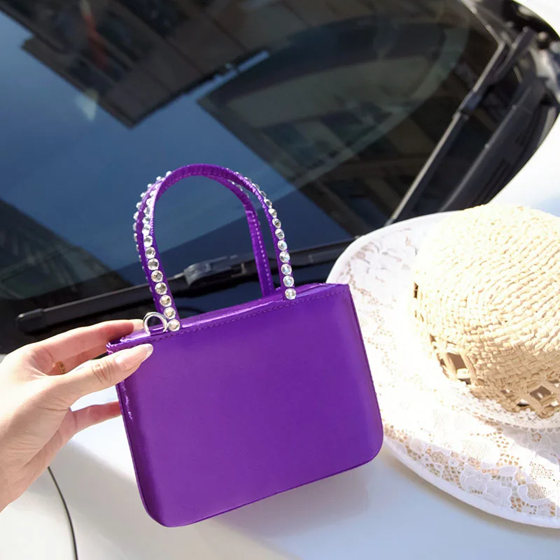 

Women Silk Handbag Diamond Evening Bag Pleated Clutch Purse Designer Top Handle Totes Elegant Evening Party Bride Handbag