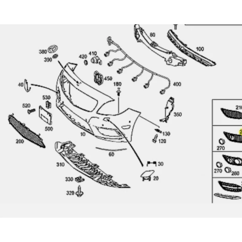 Front bumper fog lamp cover A2468850622 A2468850722 For Mercedes Benz B-Class W246 2012-2014  W242