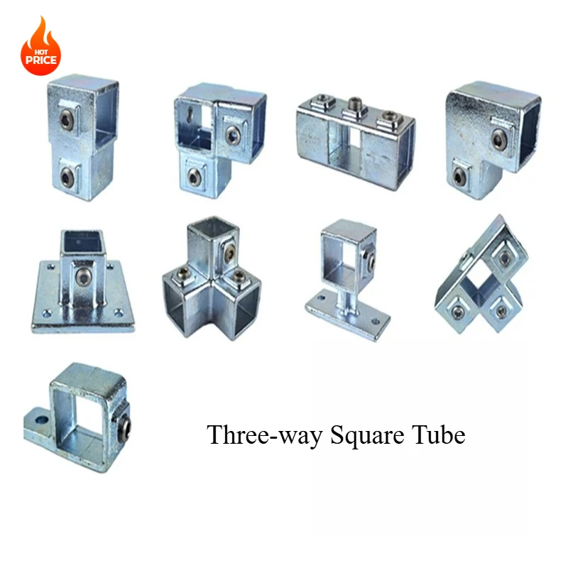OD 40x40mm Square Tube Connection Piece Galvanization Metal Elbow Three-way Square Pipe Fixed Joint Storage Rack Rack