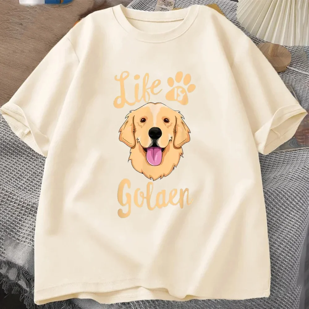 Life Is Golden Retriever T-Shirt Men Women Dog Owner Gift T-Shirt Cotton Loose Casual Tshirts Unisex Tops Tees O-neck Oversized