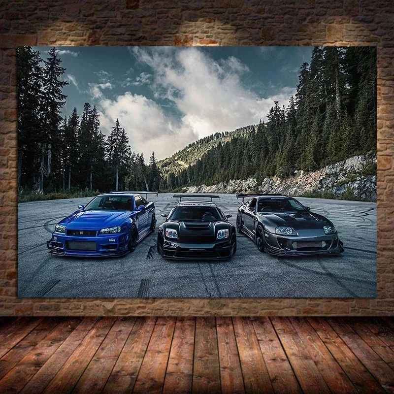 Supra Nissan Skyline NSX Blue Car HD Canvas Paintings Wall Pop Art Picture Posters and Prints for Boys Bedroom Living Room Decor