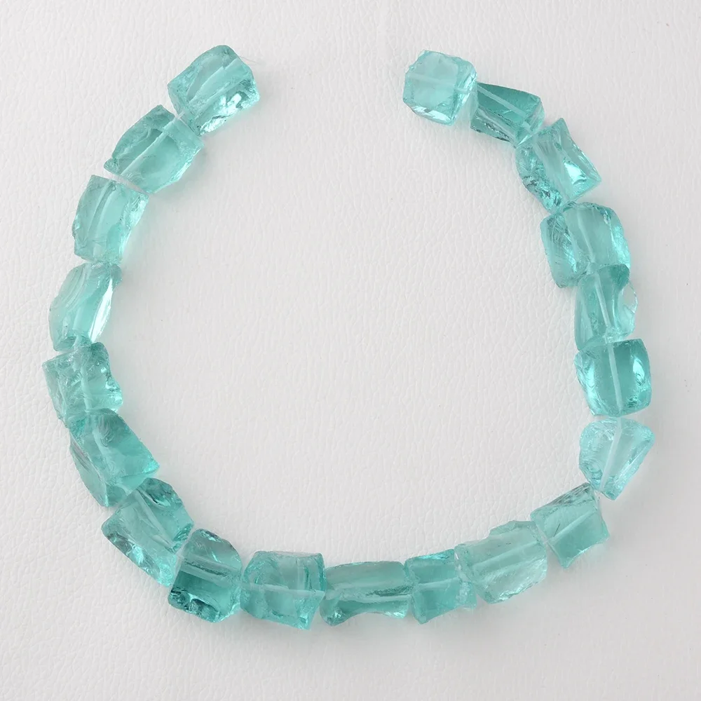 Light Blue Natural Glass Quartz Rough Nugget Loose Beads For Jewelry Making DIY