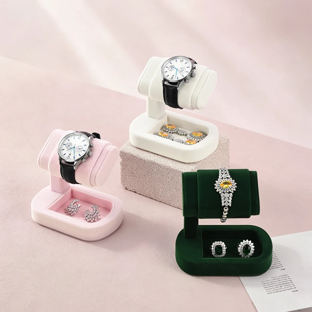 WoodTen Velvet Watch Stand Wristwatch Organizer Ring Earring  Jewelry Display Stand Key Home Storage Jewelry Watch Storage Rack