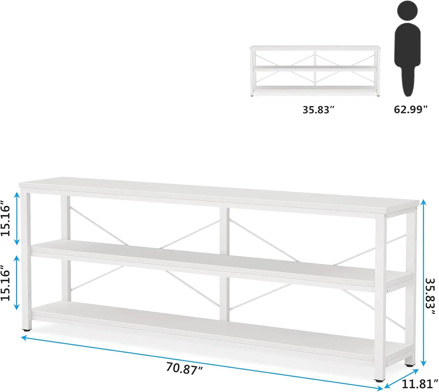 71" Sofa Tables,Extra Long Couch Table, Narrow Long Console Table, Entryway Table,Sofa Table with 3 Tiers Storage Shelves