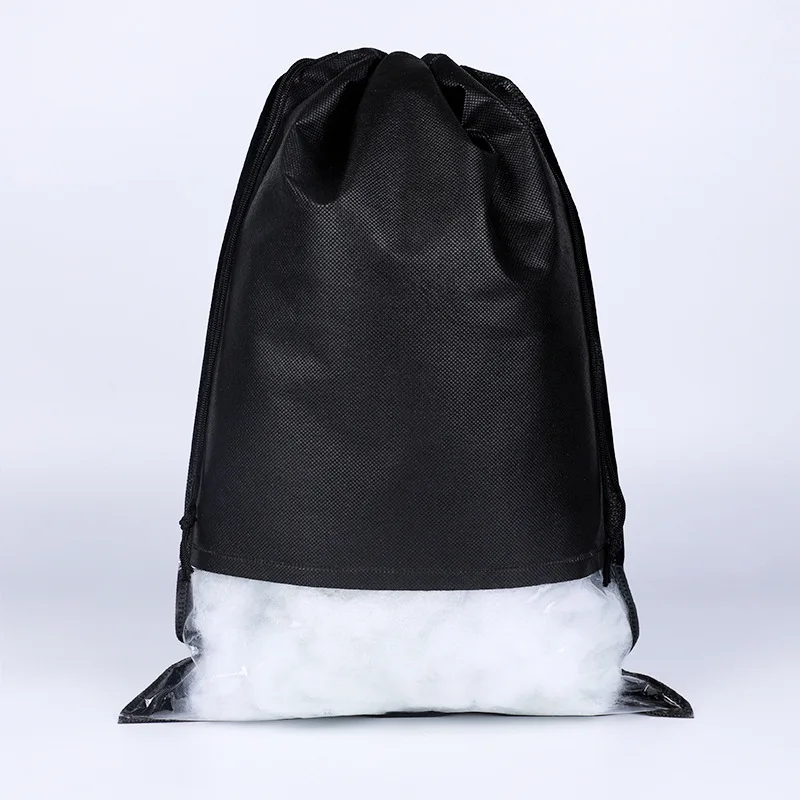 50pcs/lot 32*45cm Big Capacity Open Window Non-Woven Drawstring Bags Clothing Shoes Storage Pouches Custom Logo Print