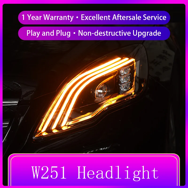 A Pair of Car Styling For Benz W251 2010-2017 Front Light Head Lamp LED Projector Lens Headlights Dynamic Automatic Accessories