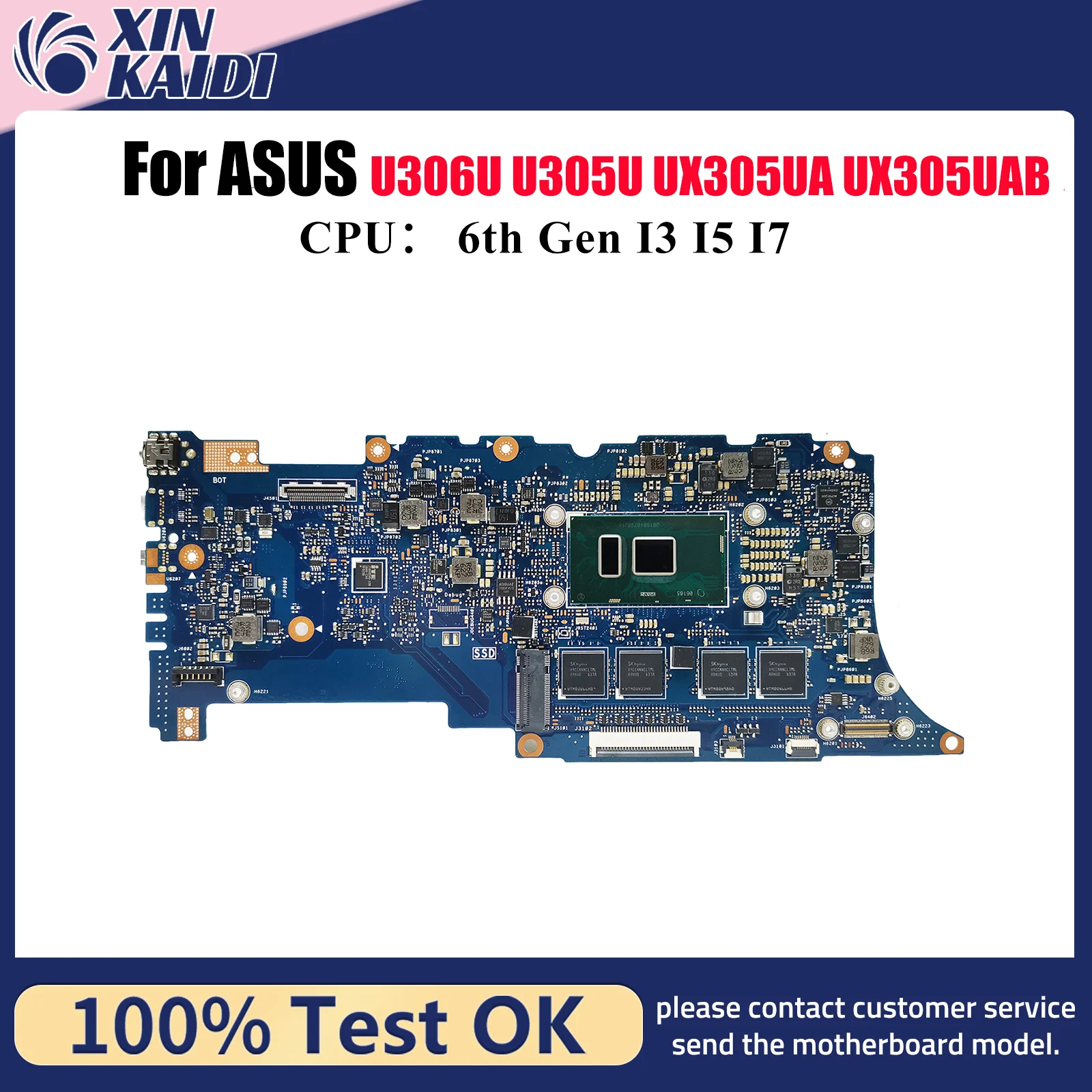 

UX305UAB Материнская плата для ноутбука ASUS ZenBook U305U UX305UAB U306U UX305U UX305UA Материнская плата с процессором I3 I5 I7 100% tests OK stk