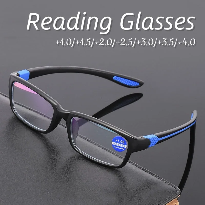 Anti-Blaulicht-TR90-Lesebrille für Damen und Herren, klassische Presbyopie-Brille, Weitsichtigkeit, ultraleichte Brille +1,0 bis +4,0