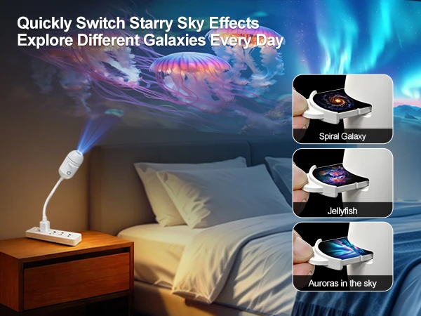 2 in 1 USB Galaxy Projector Light Adjustable Focus Car Interior Ambient Lamp Home Room Starry Star Kids Projection Night Light