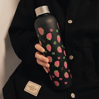 1000ml (33.81fl oz) Strawberry Pattern Water Bottle - Portable, Leak-Proof, Christmas Gift for Friends/Students/Couples, Home Us