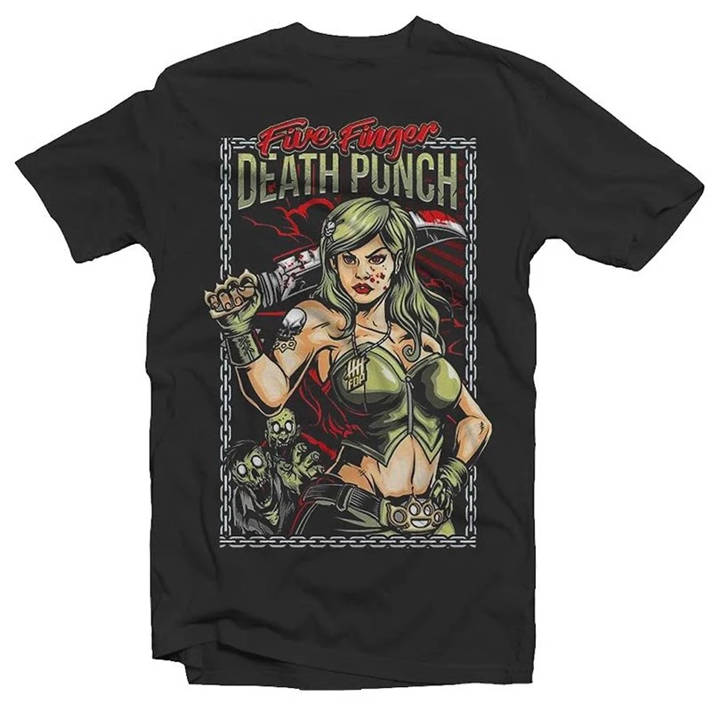 2026 Five Finger Death Punch California Metal Band American Retro Oversized High Street T-shirt