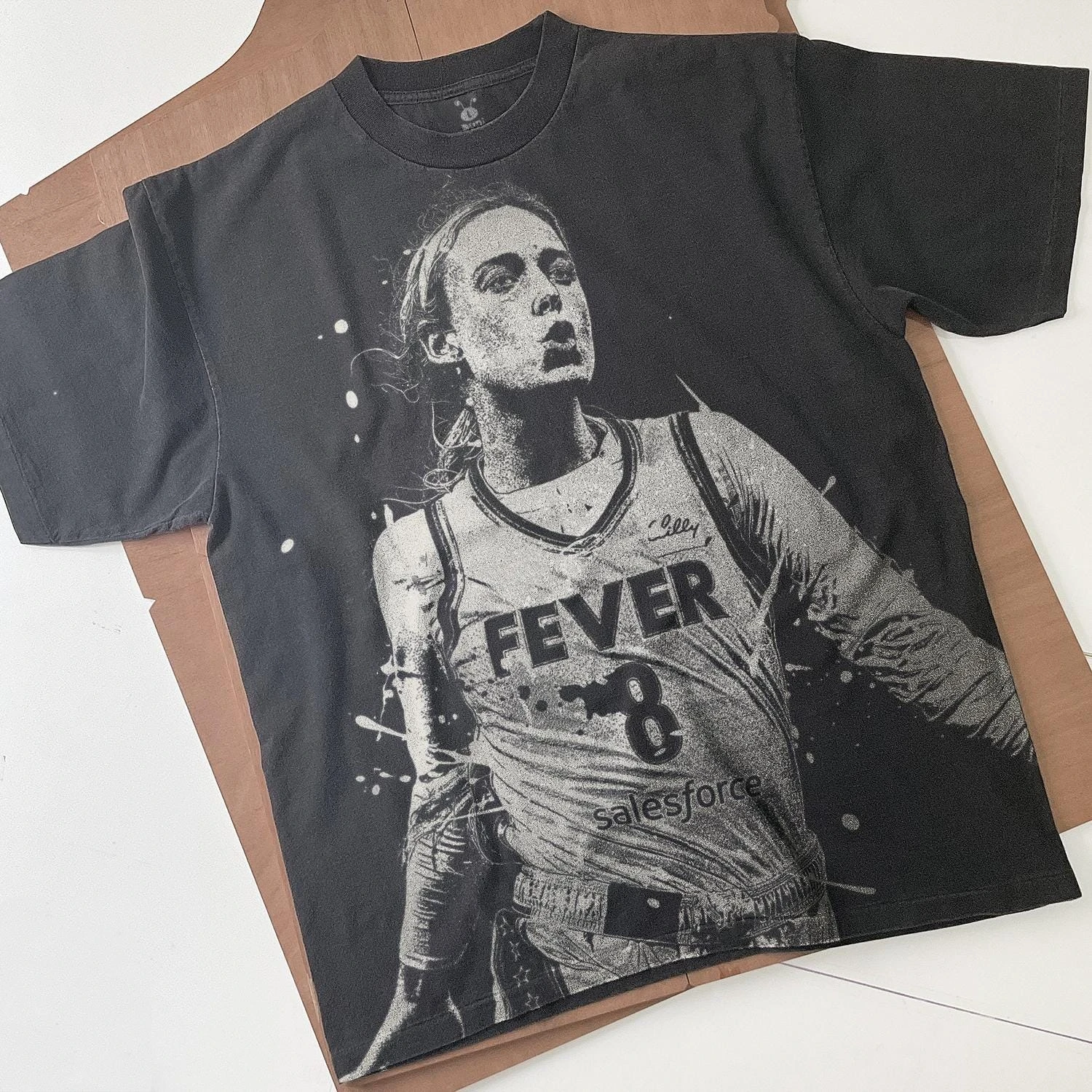 Sophie Cunningham Handmade Bleached T-Shirt: Faded Black Cotton Unisex Tee Darunee