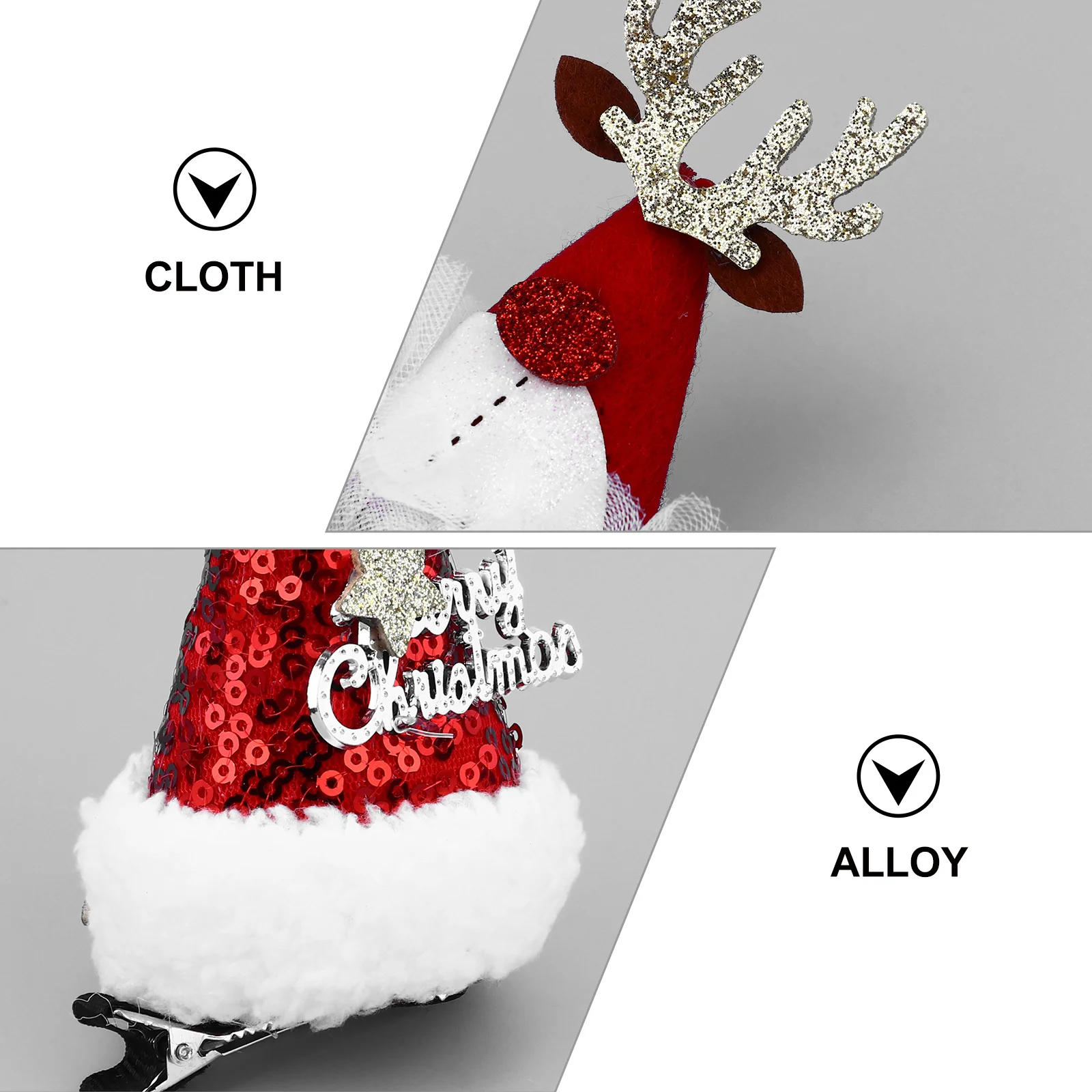 

6Pcs Christmas Hair Accessories Santa Hat Hairpin Decorative Hair Clips Party Festival Celebration Christmas Headdress