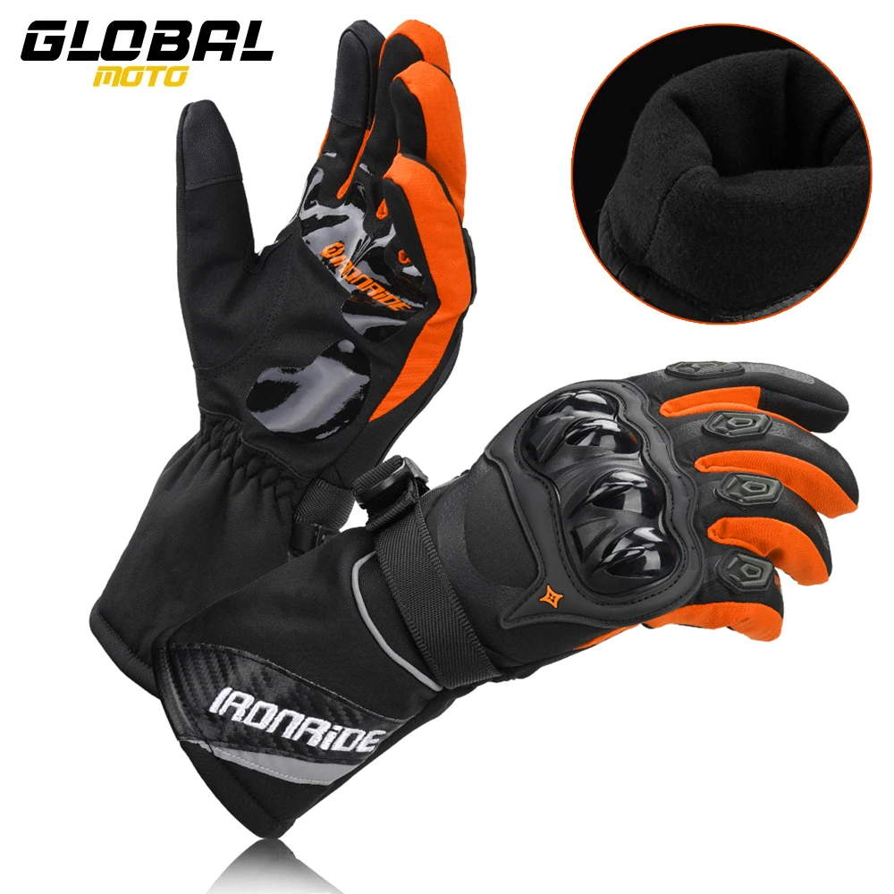 Winter Motorcycle Gloves Touch Screen Motorbike Full Finger Protective Gloves Warm Windproof Motocross Riding Gloves Anti-slip