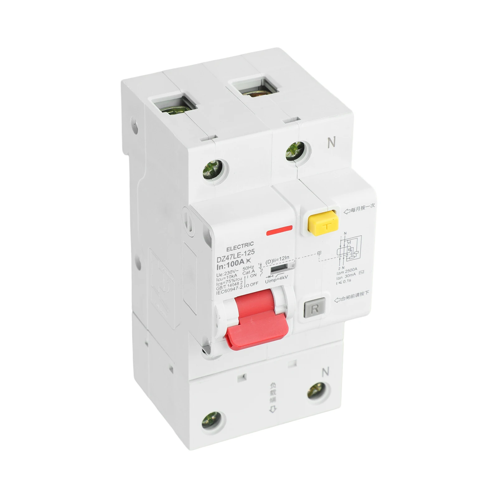 

Efficient Energy Distribution System Circuit Breaker Switch DZ47LE 100A 220V Rated Capacity Oversized Terminal Blocks