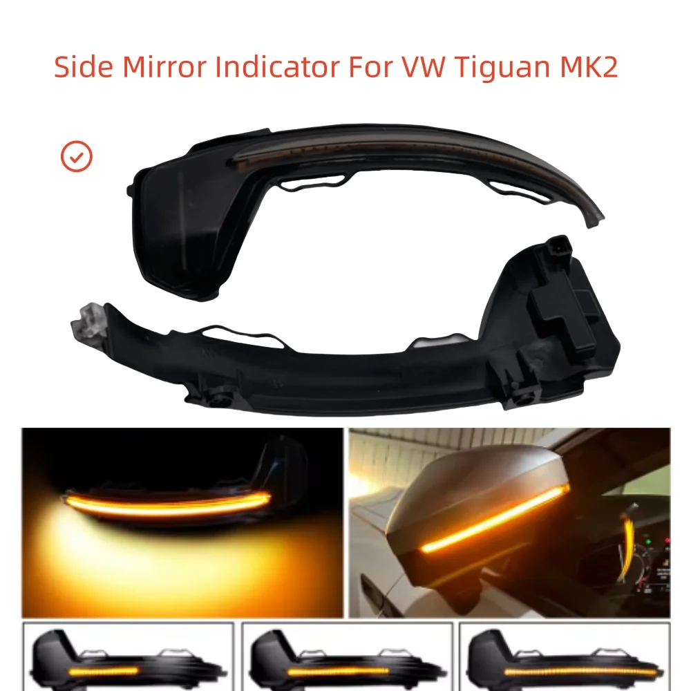

Новое боковое зеркало заднего вида со светодиодной подсветкой и динамическим указателем поворота, мигалка для VW Tiguan MK2 2017 2018 2019 Touareg MK3 EU