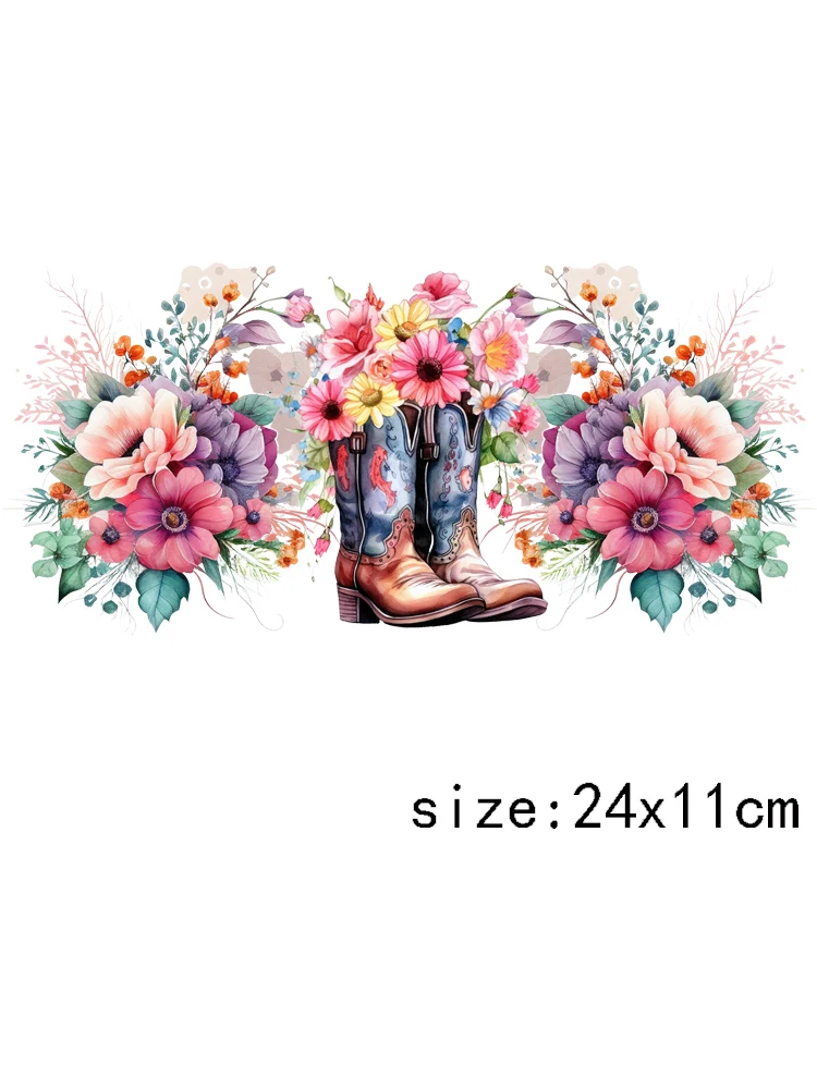 

LETOP 1PCS Colorful Flower With Cowboy Boot Moon Hat Tumblers Waterproof Transfer Stickers UV DTF Cup Wrap Transfers Wholesale