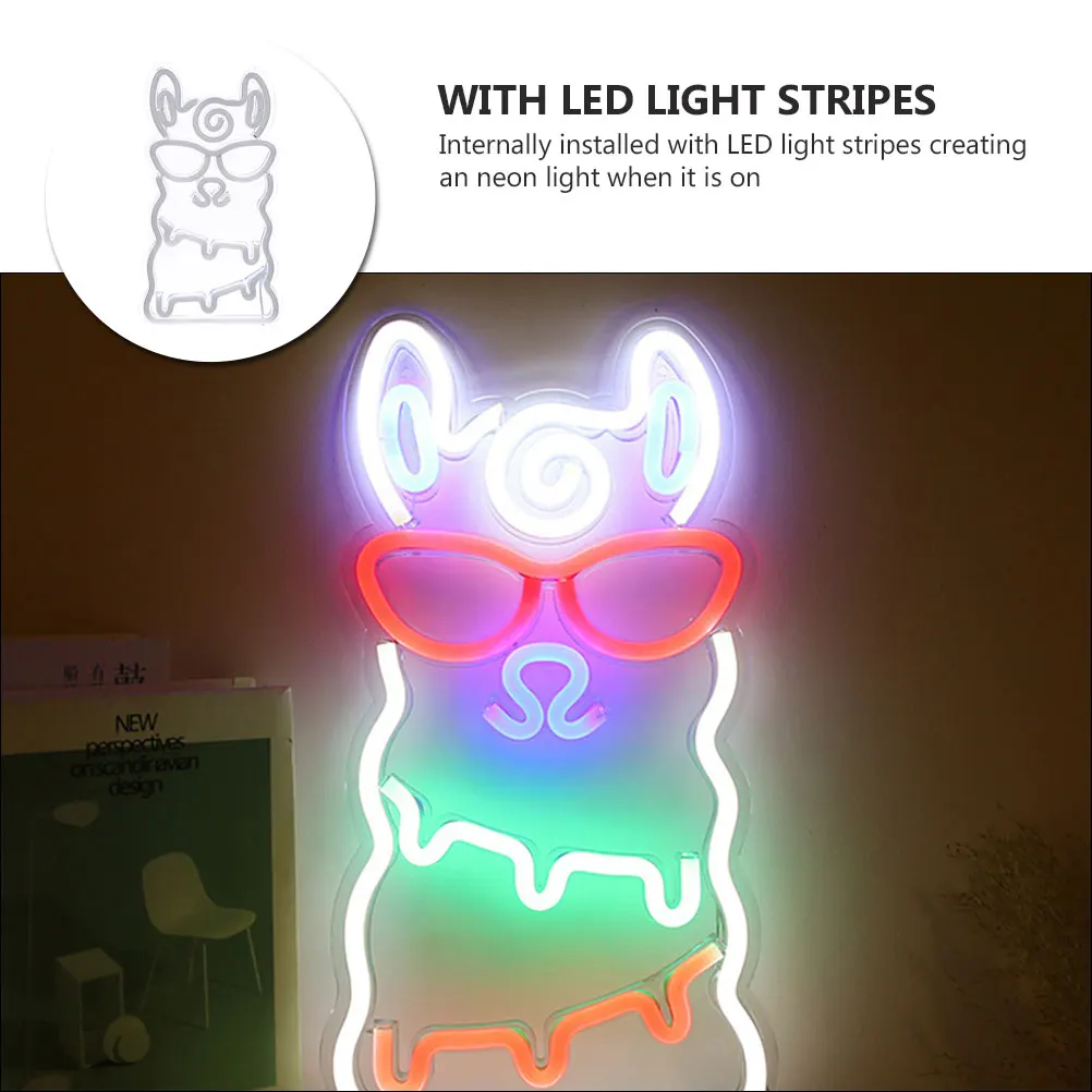 

LED Neon Lights Bedroom Decoration Gift Lamp Lighting Ornament Night Alpaca Shaped Cafe