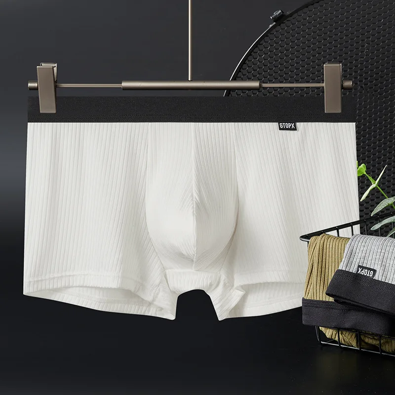 .Men's enlarged pouch U convex breathable threaded sweat-absorbing boxer panties, cross-border delivery soft elephant trunkGT303