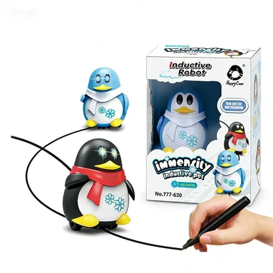 รถหุ่นยนต์ไฟฟ้าสร้างสรรค์ วาดเส้นตามได้ ของเล่นหุ่นยนต์เพนกวิน วาดเส้นใดก็ได้ ของเล่นเสริมพัฒนาการเด็ก ของขวัญสำหรับเด็ก
