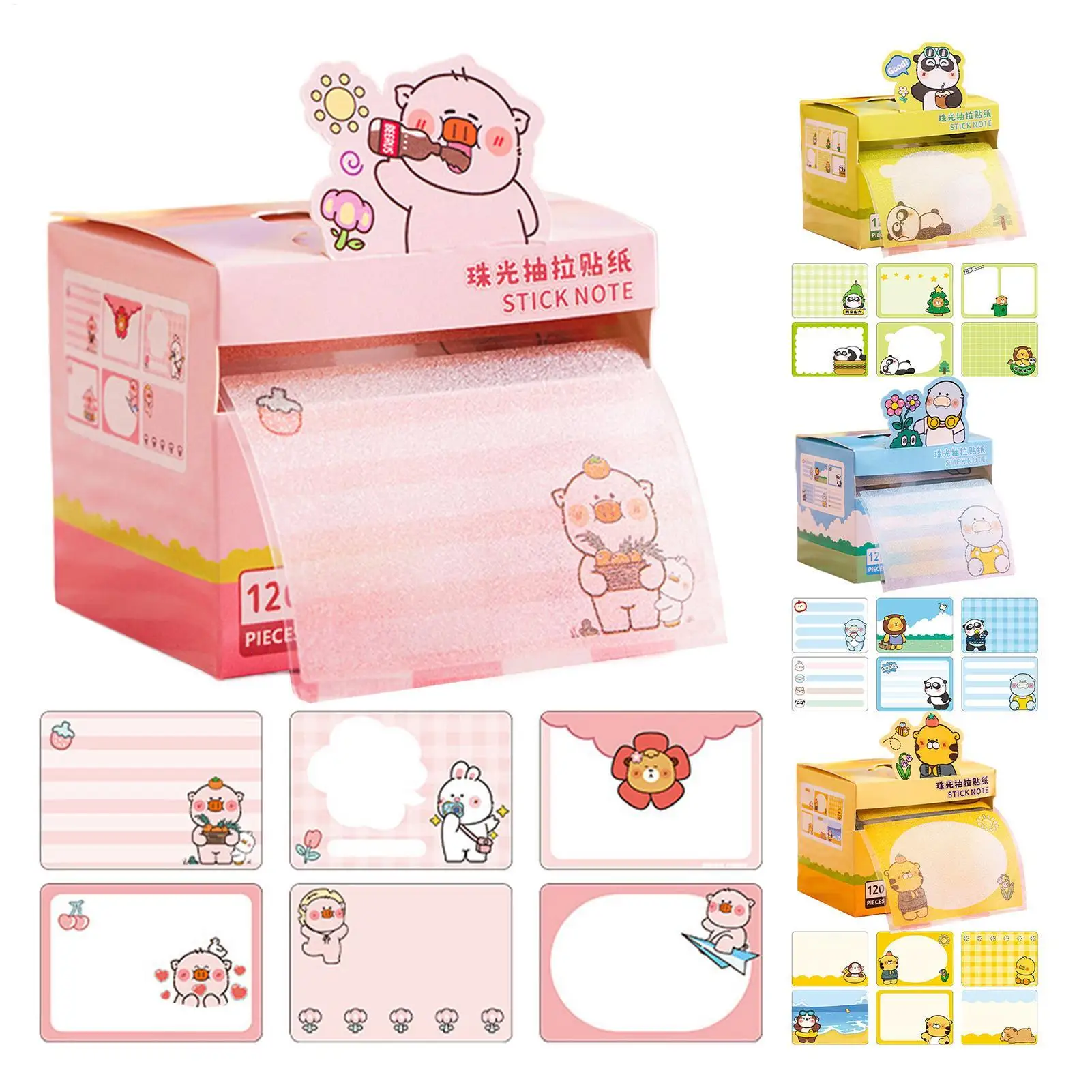 120 Sheets Transparent Glitter Sticky Notes Cute Aesthetic Translucent Memo Pads For Kids Adults School Office Journal