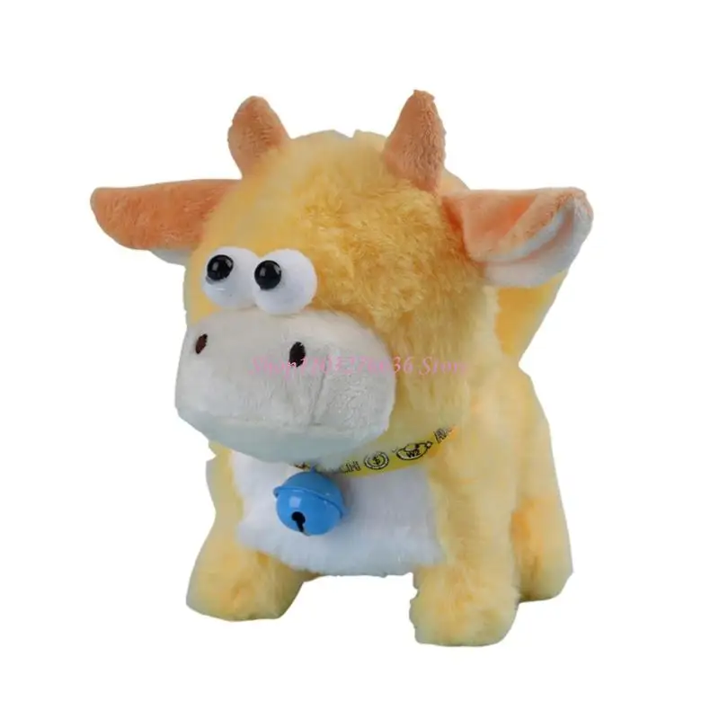 R6FD Interactive Walking Cattle Toy Electric Plush Animal Toy With Gentle Bells And Lovely Sound for Toddler Crawl Learning
