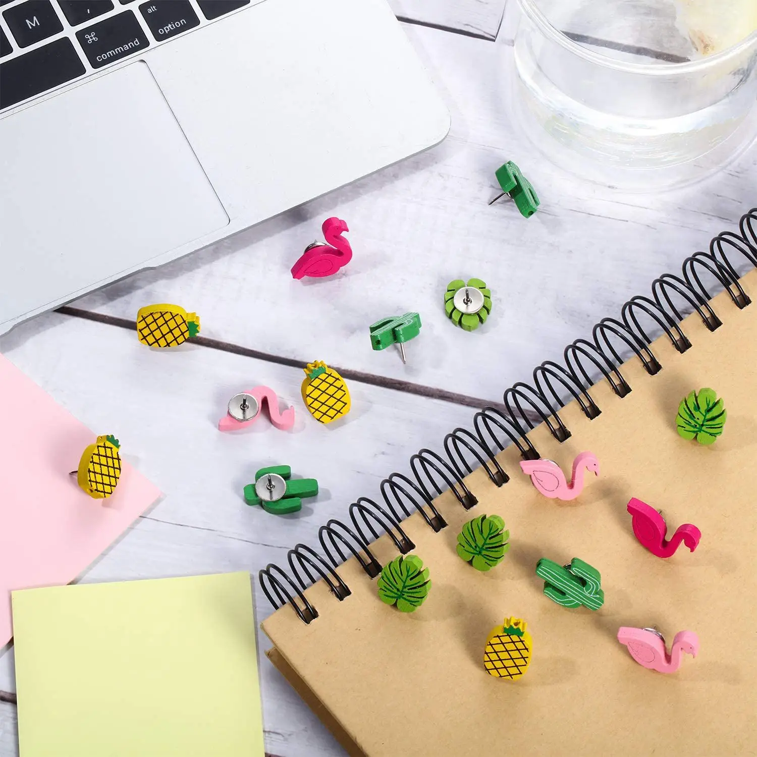 Bview Art DIY دبابيس ضغط فلامنغو وصبار خشبية - مسامير إبهام مزخرفة لتزيين جدران لوحة الإعلانات (مسامير حرفية) #3