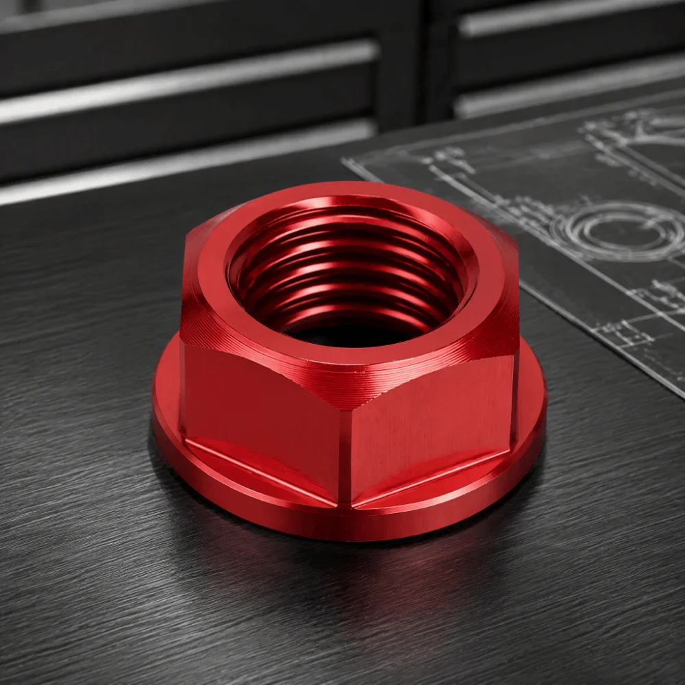 Replacement M16x1.5 Front Wheel Axle Nut Front Wheel Red Wheel Hub Nut Thread Size Axle Screw Nut Motorcycle Replacement