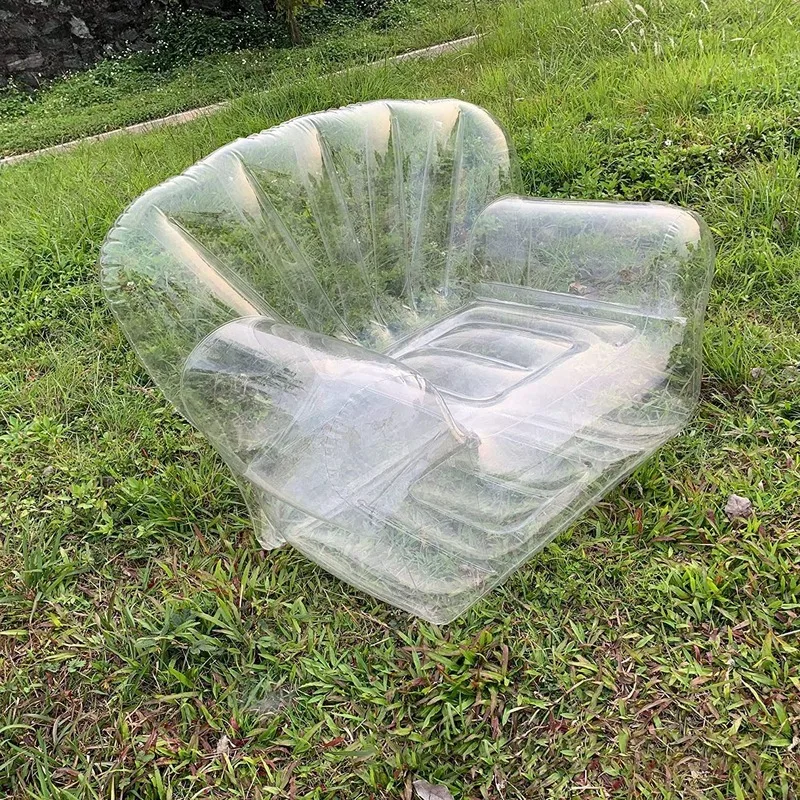 PVC Inflatable Transparent Sofa, Home Outdoor Inflatable Single Sofa Recliner